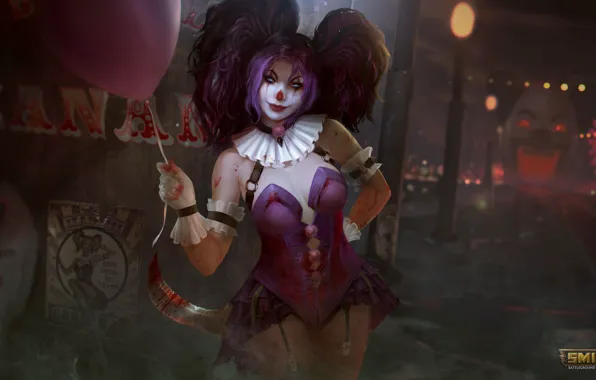Девушка, клоун, воздушный шарик, Smite, Izanami