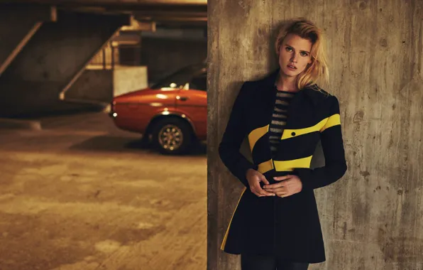 Авто, модель, макияж, платье, прическа, блондинка, Lara Stone, Лара Стоун