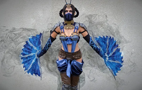 Girl, Mortal Kombat, cosplay, Kitana, mask, costume, fan, video games