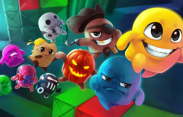 Funny, arcade, move or die, platformer, family portrait, steam trading cards