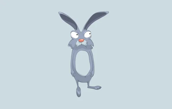 Синий, заяц, минимализм, кролик, светлый фон, ушастый, rabbit