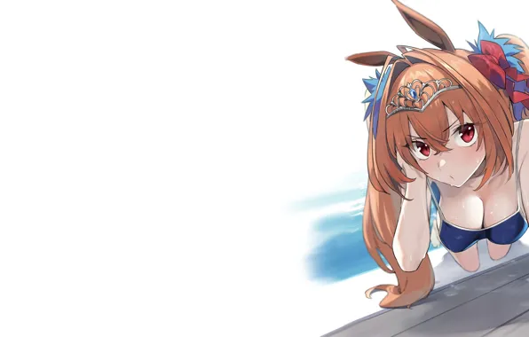 Kawaii, girl, hot, sexy, wet, pool, cleavage, long hair