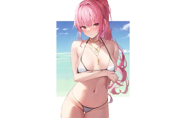 Girl, hot, sexy, sea, ocean, boobs, anime, water