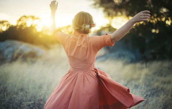 Девушка, поза, платье