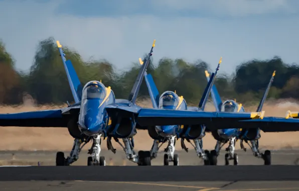 Истребитель, кабина, аэродром, взлет, Blue Angels