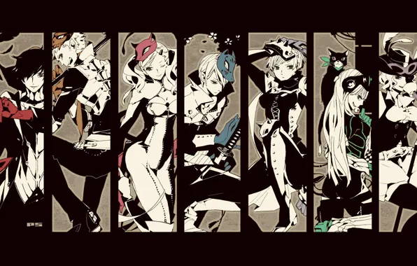 Коллаж, персонажи, Persona 5, Персона 5