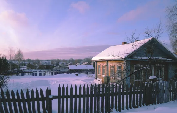 Картинка зима, пейзаж, город, россия, вологда, никольск