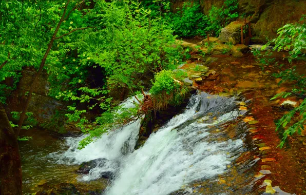 Поток, Водопад, Nature, Речка, Waterfall, River, Flow