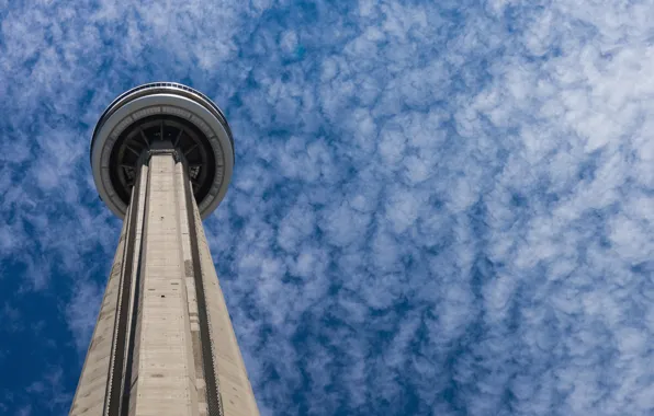 Небо, облака, башня, сооружение, Канада, Торонто, архитектура, Canada
