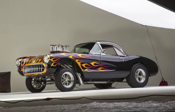 Corvette, Classic, Gasser, Flames, Bowtie