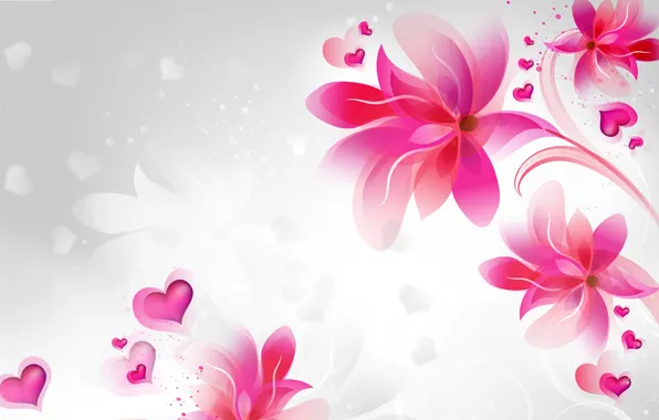 Картинка цветы, коллаж, сердце, День Святого Валентина