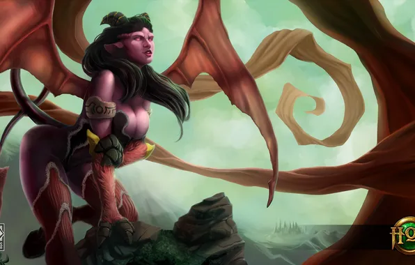 Грудь, девушка, тело, крылья, рога, Heroes of Newerth, Succubus