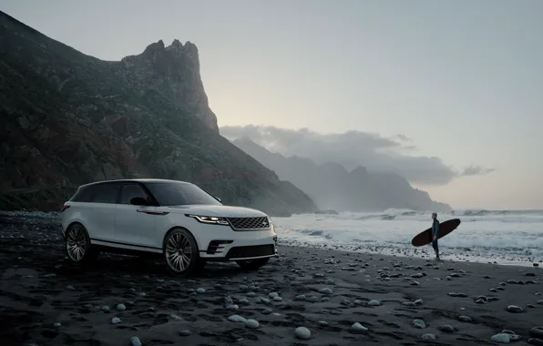 Картинка побережье, Range Rover, кроссовер, CGI, Velar