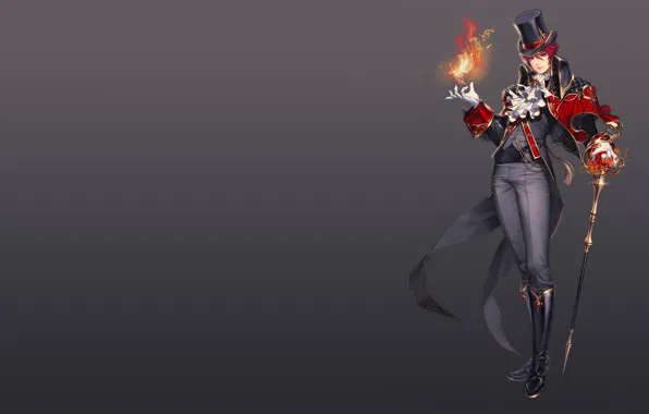 Картинка огни, магия, аниме, арт, парень