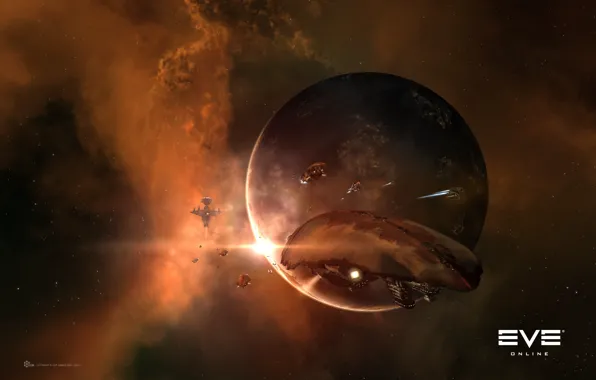 Космос, туманность, планета, станция, space, космический корабль, station, eve online