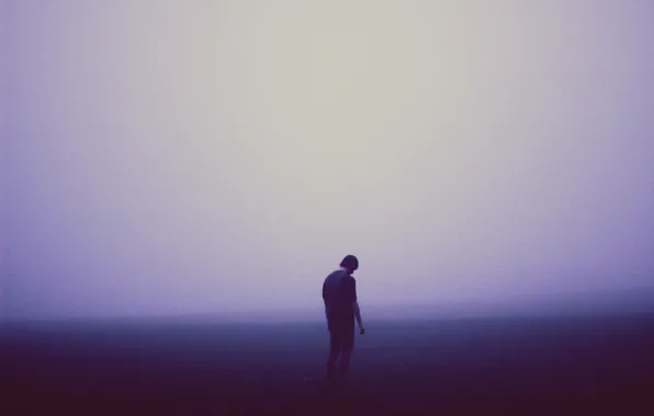 Misty, sad, man, melancholy, foggy