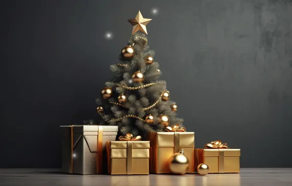 Шары, елка, Новый Год, Рождество, подарки, new year, happy, Christmas