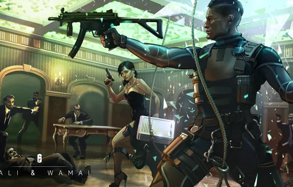 Картинка пистолет, оружие, арт, art, Ubisoft, спецназ, mp5, наёмники
