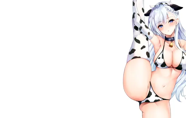 Girl, sexy, cleavage, thighhighs, horns, long hair, legs, boobs