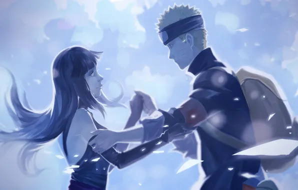 Лунный свет, naruto, art, Uzumaki Naruto, Hyuuga HInata, Naruto The Movie: The Last