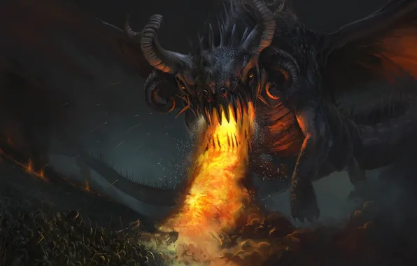 Картинка fire, dragon, Army, darkness, creature