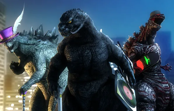 Город, рендеринг, юмор, чудовище, Godzilla, годзилла, Gojira