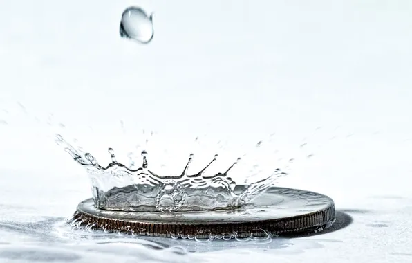 Wet, water, coin