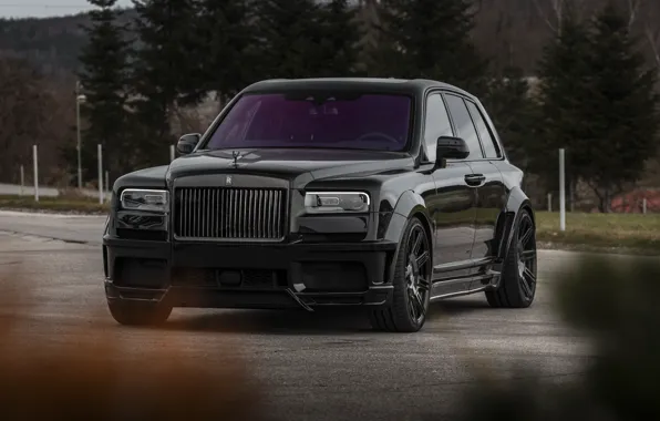 Картинка Rolls Royce, Black, SUV, Brick, Cullinan