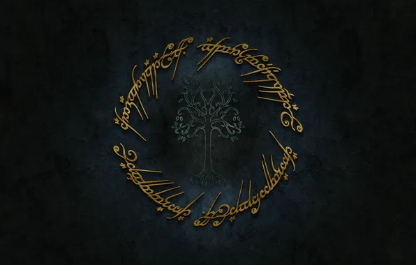 Картинка logo, gold, Lord of The Rings, Tolkien, Sindarin
