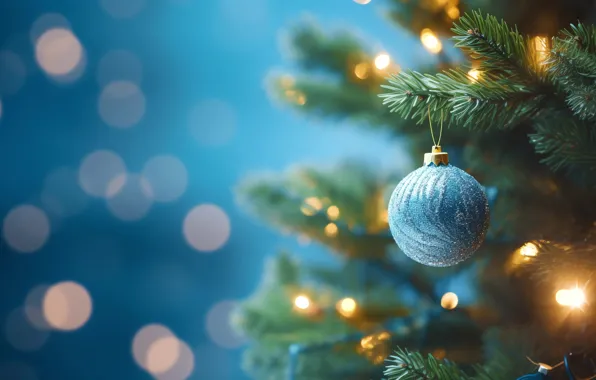 Украшения, фон, шары, елка, Новый Год, Рождество, new year, happy