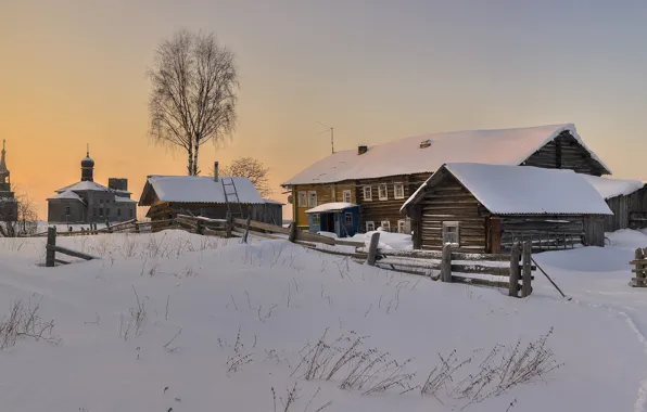 Деревня, церковь, Архангельская область, Чикинская