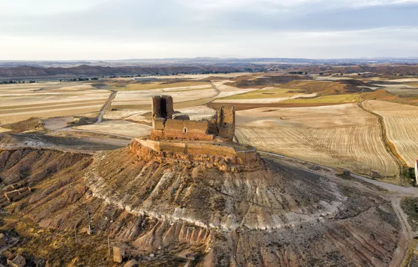 Spain, Castile and León, Castillo de Montuenga-Aérea, Arcos de Jalón