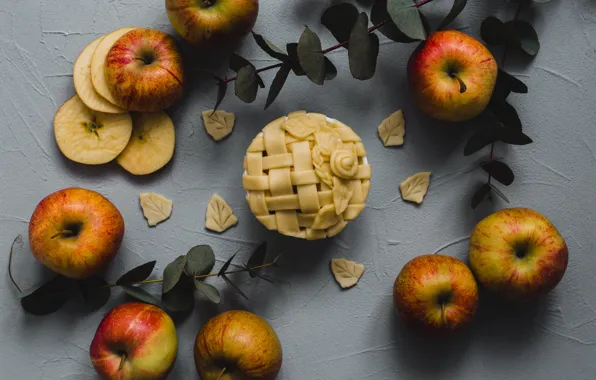 Яблоки, пирог, корица, десерт, выпечка, ваниль, Apples