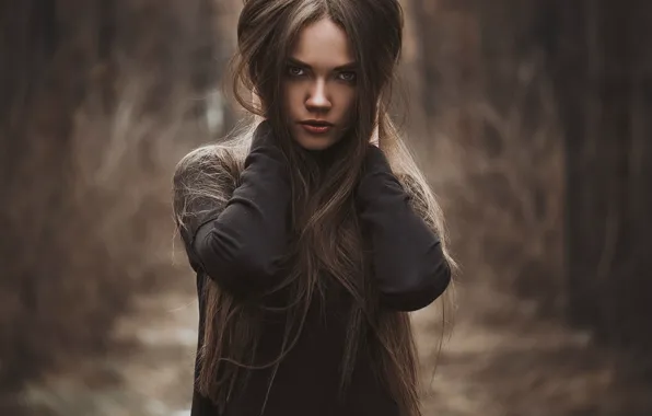 Девушка, милая, волосы, брюнетка, girl, красивая, милашка, blue eyes