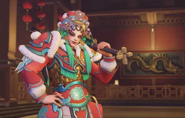 Девушка, оружие, Overwatch, Brigitte