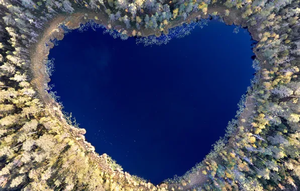 Картинка озеро, отражение, сердце, heart, lake, reflection, Christian Lindsten