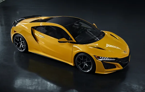 Жёлтый, купе, тень, Honda, Acura, NSX, 2020