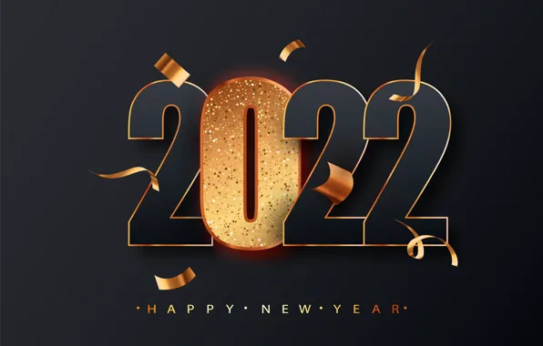 Цифры, Новый год, тёмный фон, 2022