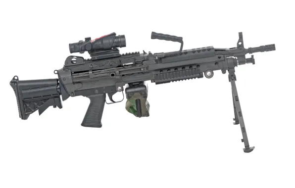 Gun, USA, weapon, machine gun, bipod, high firepower, ordnance, telescopic sight