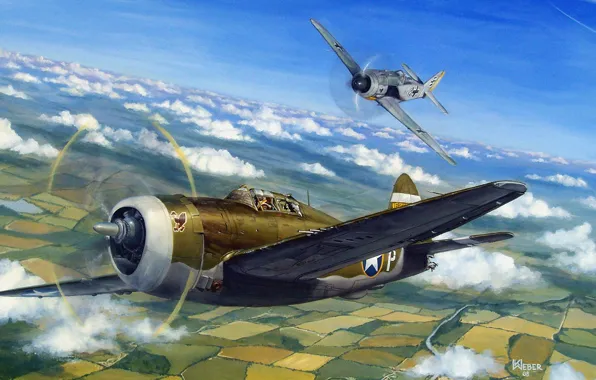 Картинка aircraft, war, art, airplane, painting, aviation, drawing, ww2