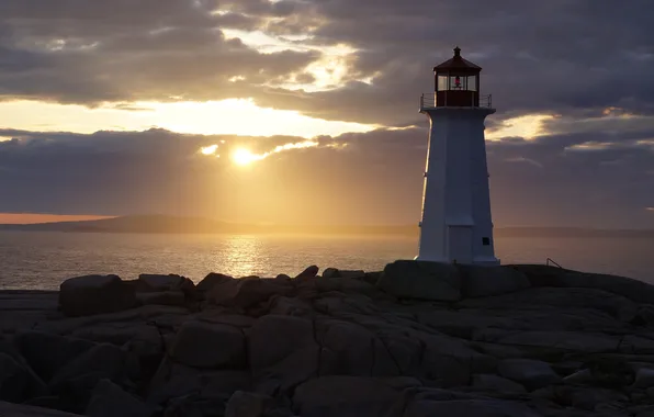 Море, пейзаж, маяк, Nova Scotia, Peggy's Cove
