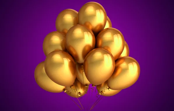 Воздушные шары, golden, celebration, holiday, balloons