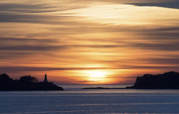 Картинка British Columbia, Sunset, Lighthouse