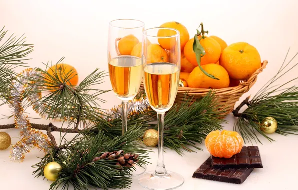 Картинка бокал, новый год, еда, шампанское