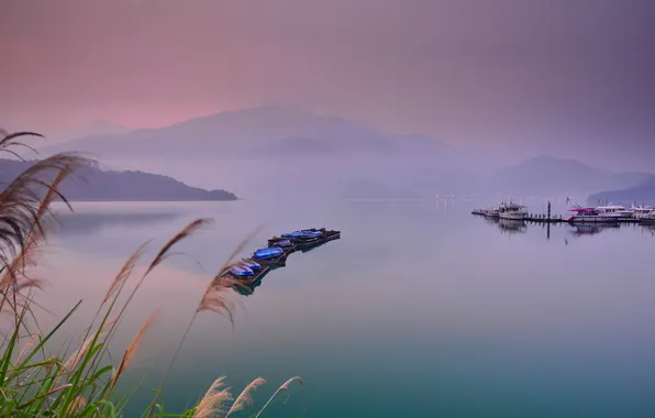 Картинка пейзаж, природа, озеро, лодки