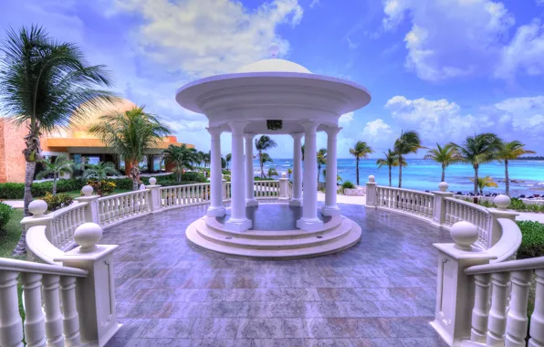 Море, отдых, Мексика, отель, курорт, беседка, Ривьера-Майя, Barcelo Maya Palace