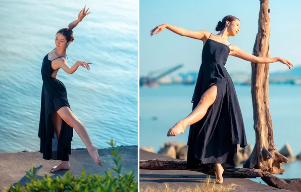 Beautiful, Asian, Model, Water, Dance, Woman, Port, Cute