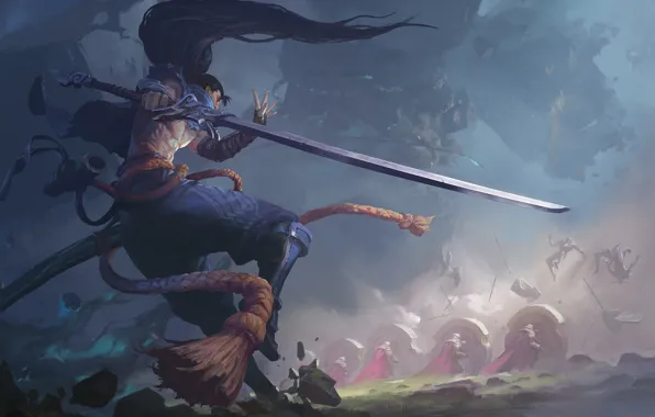 Меч, мужчина, League of Legends, Yasuo, by Song Nan Li