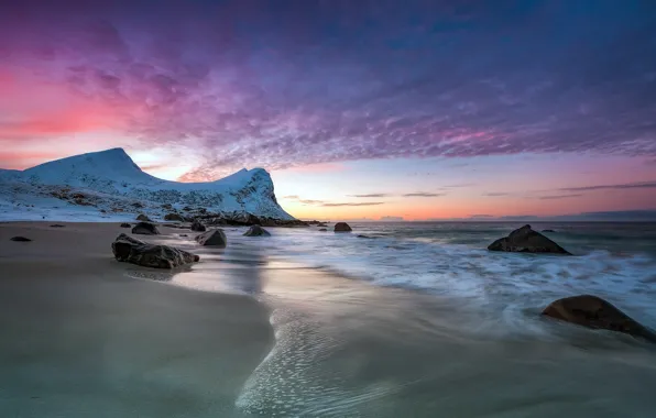 Картинка море, закат, берег