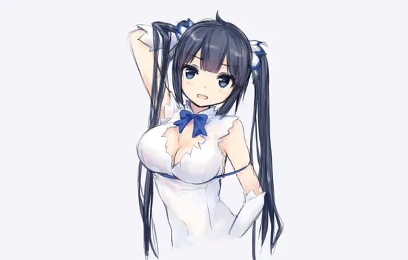 Girl, sexy, cleavage, long hair, dress, boobs, anime, blue eyes